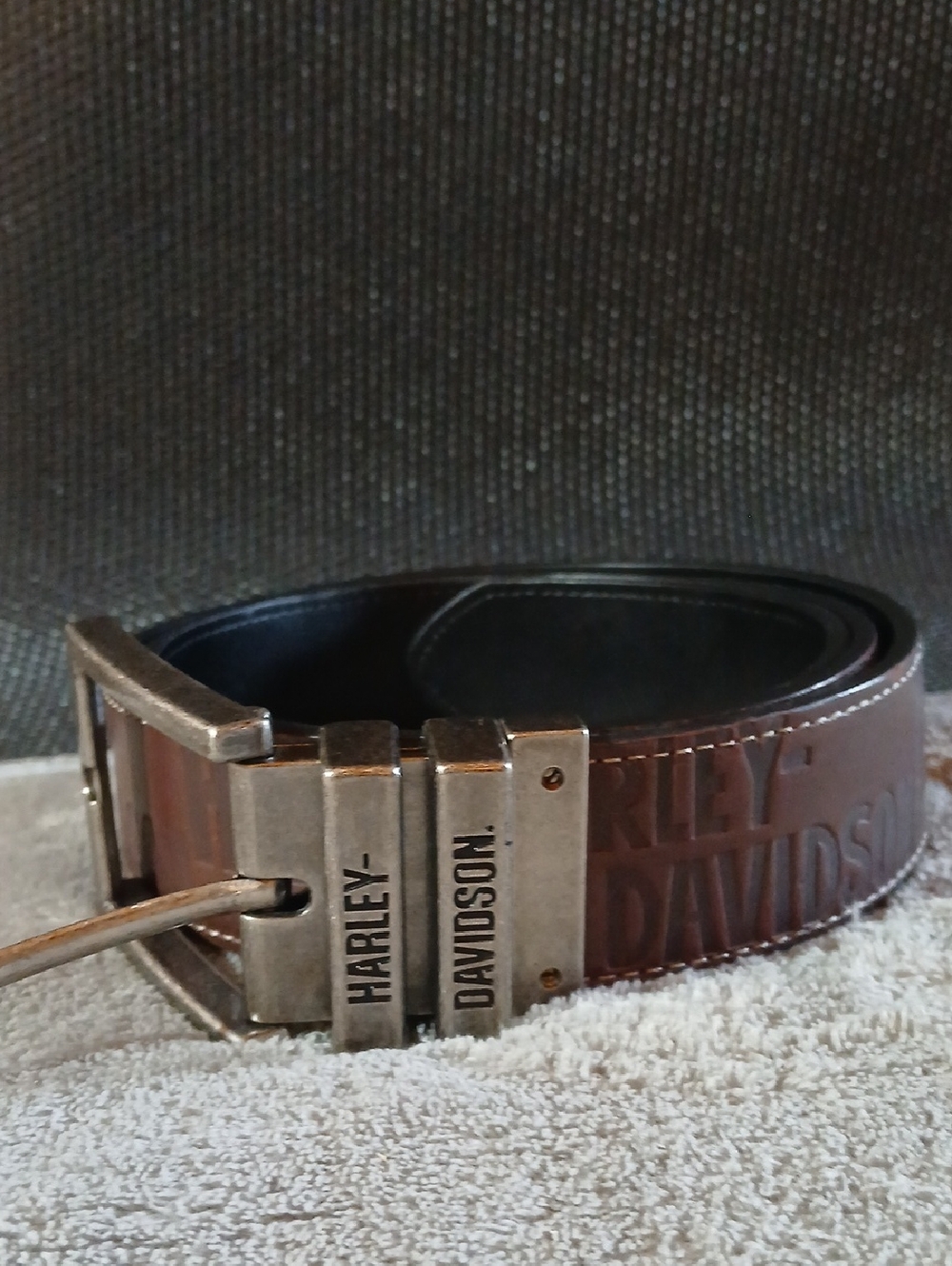 Harley-Davidson Brown Leather Belt w/Branded Metal Buckle